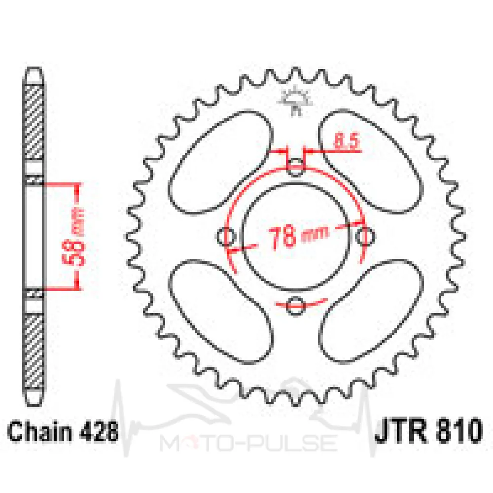 Звезда задняя 428*48  диаметр 58mm меж 78 mm JT JTR810.48